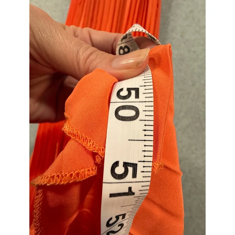 Orange Cut Out Pleated V-Neck Maxi Dress Sleeveless Summer Vacation Large Cruise - Picture 9 of 12